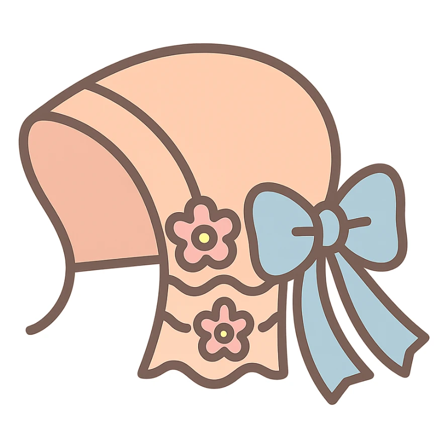 minimalist icon of a Slovak 'čepiec' (bonnet) in pastel-toon style sticker