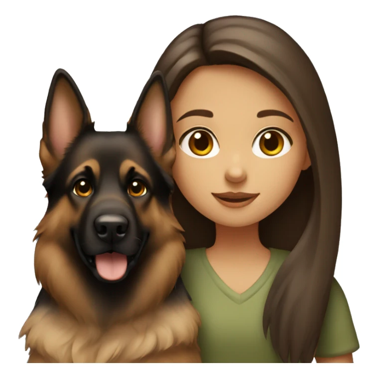 girl with long brown hair holding a german shepherd  sticker