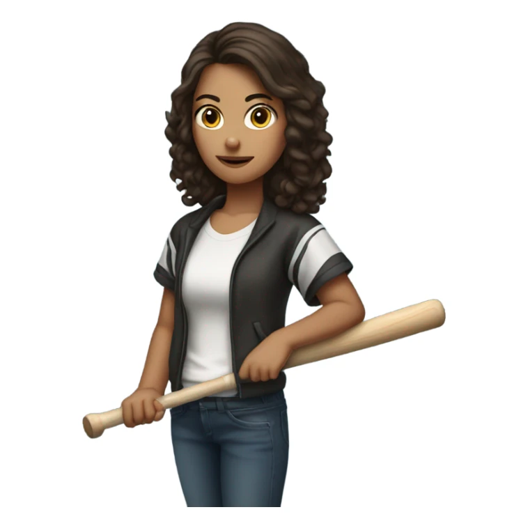 Brunette girl with baseball bat sticker
