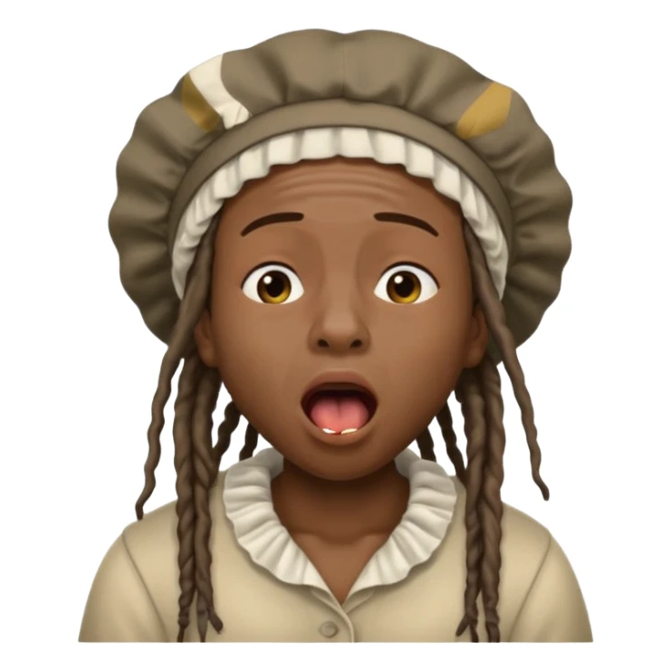Make a African American with dreads and a bonet yawning sticker