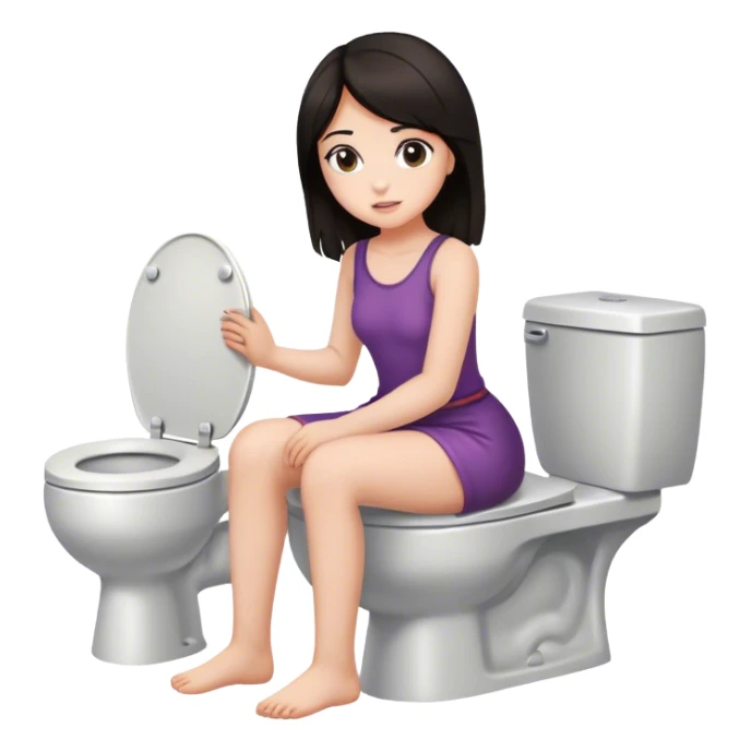 Girl with dark hair on toilet sticker