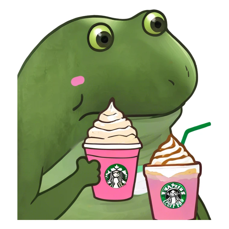 Pink Starbucks drink with Carmel and whipped crème sticker