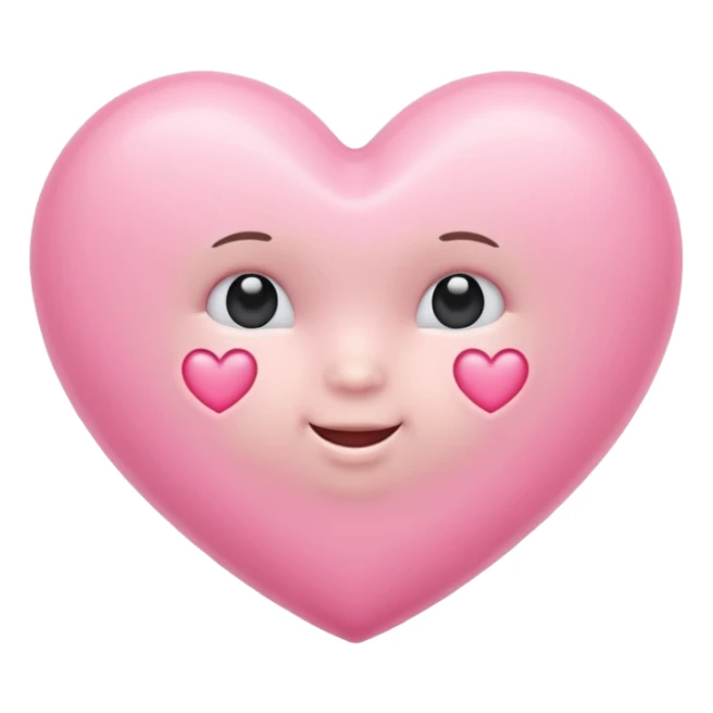 A baby pink heart shape in iOS emoji style, 3D icon, plastic texture, soft reflection, minimalist design. sticker