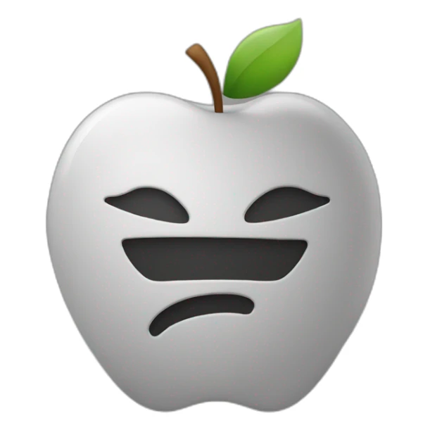 an apple emoji, a silohuette of a person, with a question mark on their face  sticker