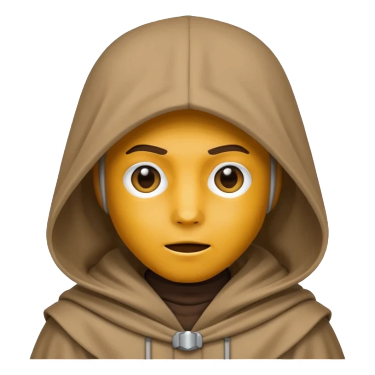 Jedi wearing hood emoji eyes covered by hood sticker