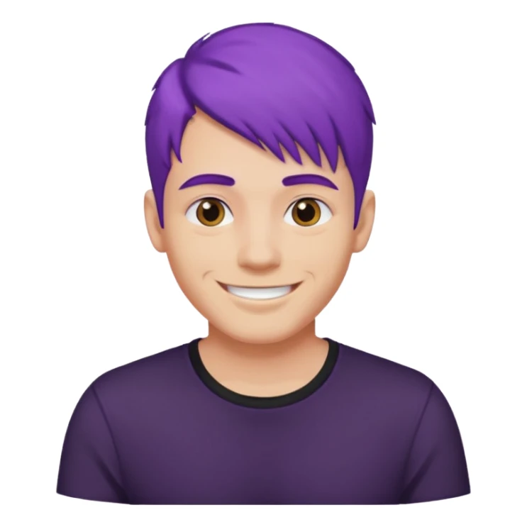 man with purple hair and black shirt sticker
