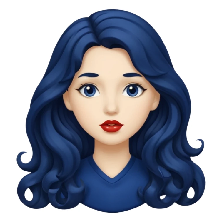 Navy blue kiss, navy long wavy hair sticker