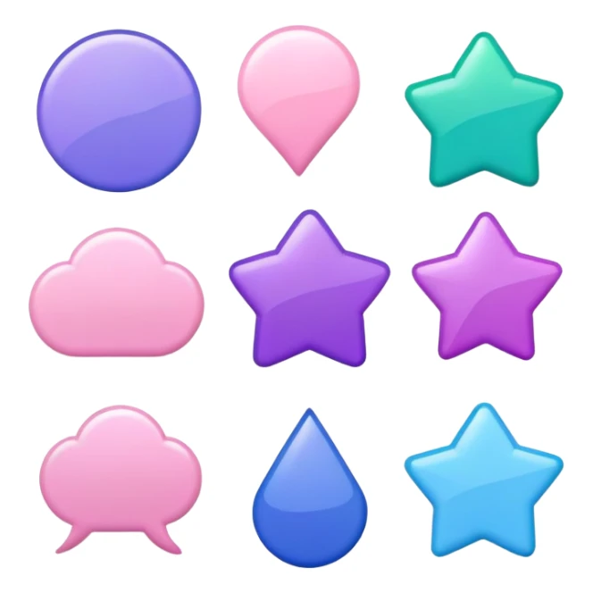 Set of light pink, purple, blue and green paper stickers sticker