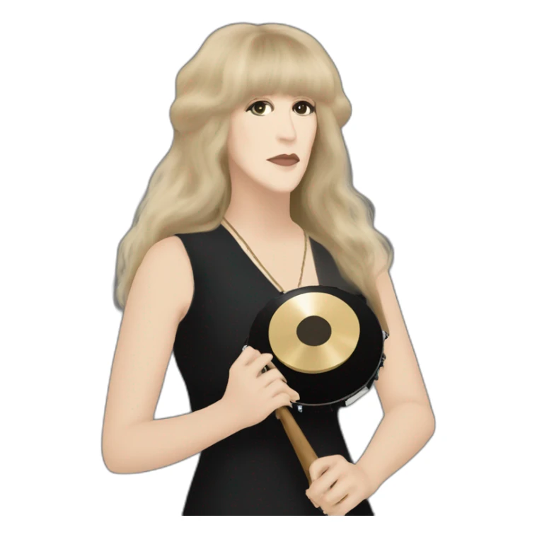 Stevie nicks in black holding a tambourine sticker