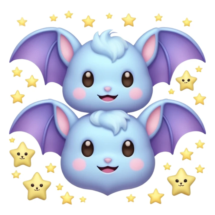 cute pastel bats and stars sticker