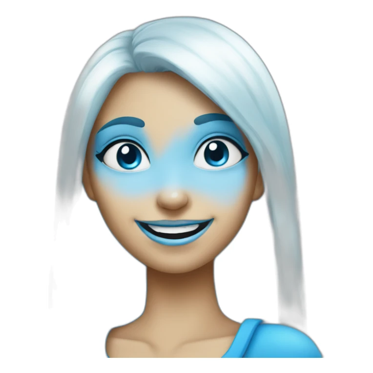 smiling girl with blue skin like smurf sticker