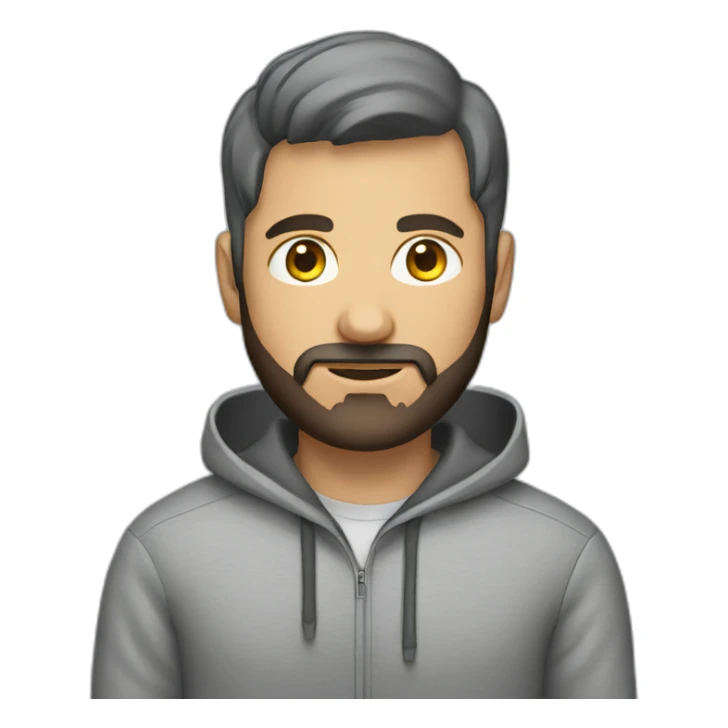 Project manager in a gray hoodie and with a short beard sticker