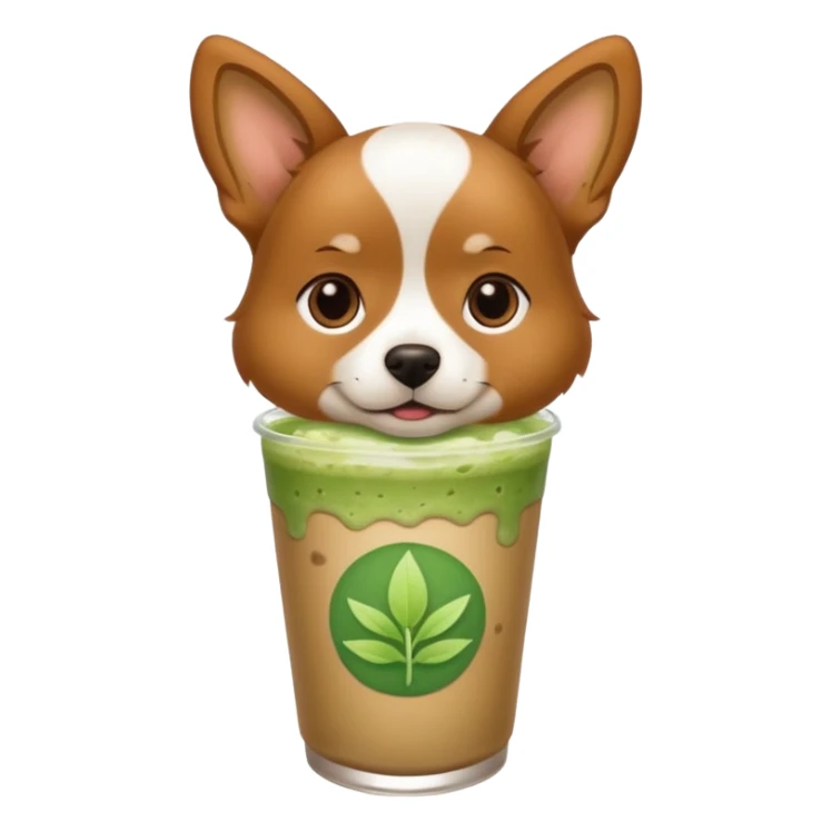 Ah dog who is holding a iced matcha latte sticker