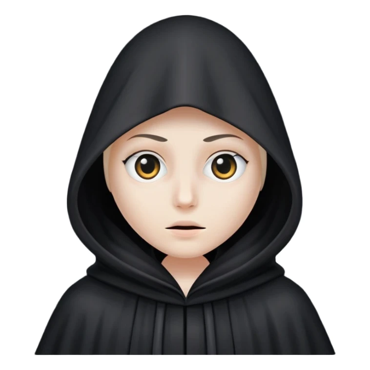 Tall black robe with cone-shaped hood covering face, two eyes slightly visible through slit.” sticker