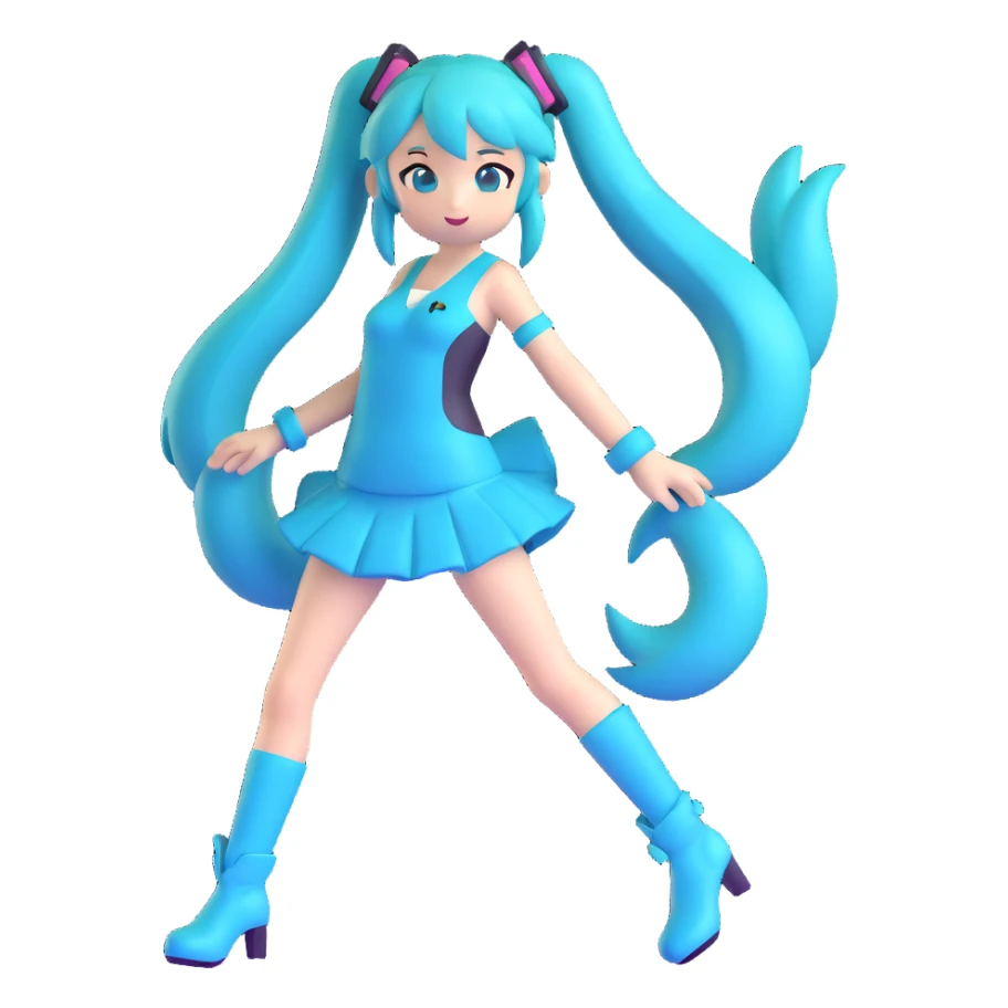 Hatsune Miku with teal twin tails sticker