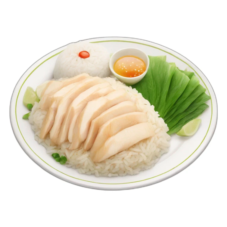 hainan chicken rice on a plate sticker