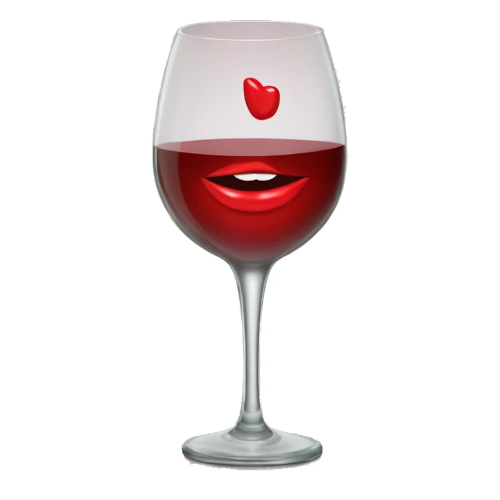 Wine glass with red kiss  sticker