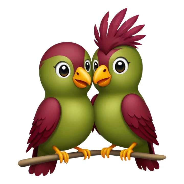 Burgundy Love birds olive color sticker