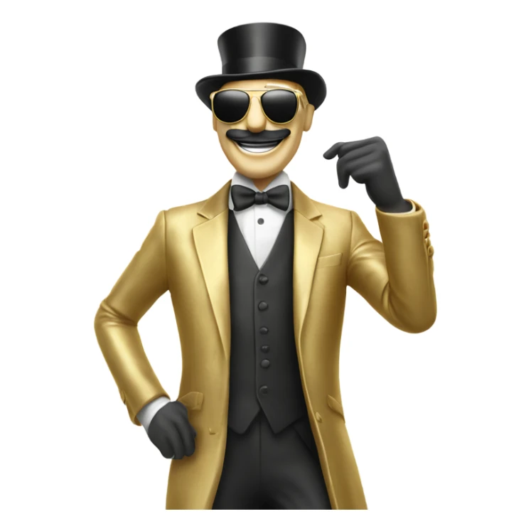 monopoly man in golden clothes celebrating in sunglasses sticker