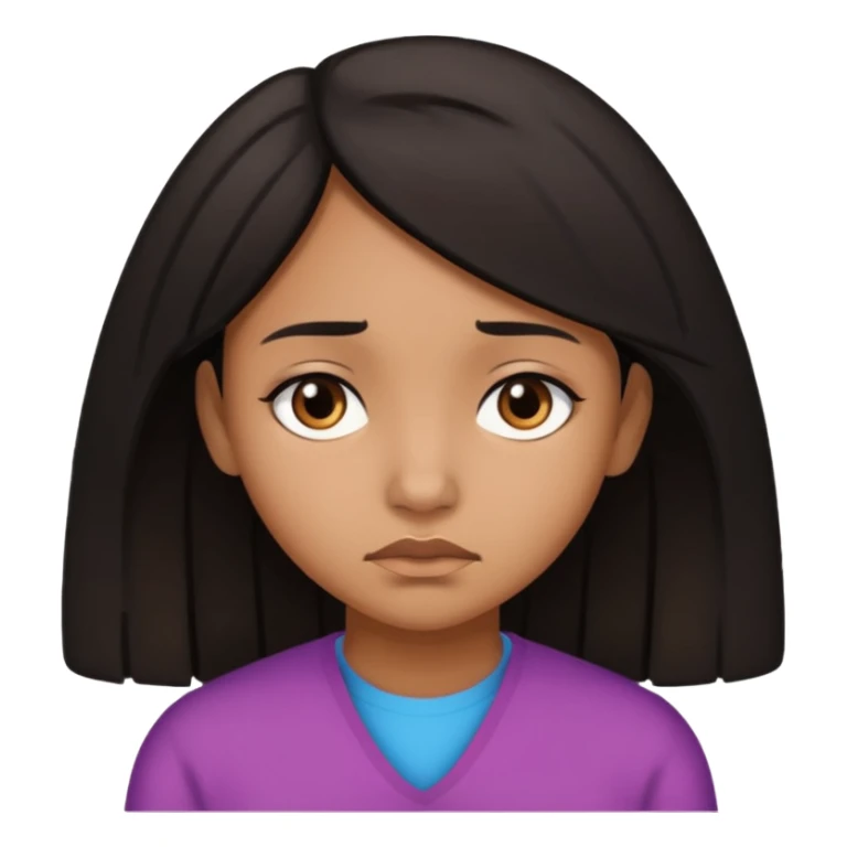 brown girl who as medium black hair who is sad sticker