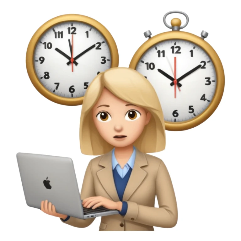 I like the 4th image. Now, make the same woman leave work with her laptop in hand. Add a clock behind her on the wall .  sticker