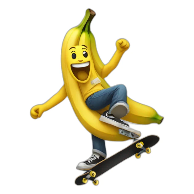 Dude skateboarding with a banana in its hand sticker