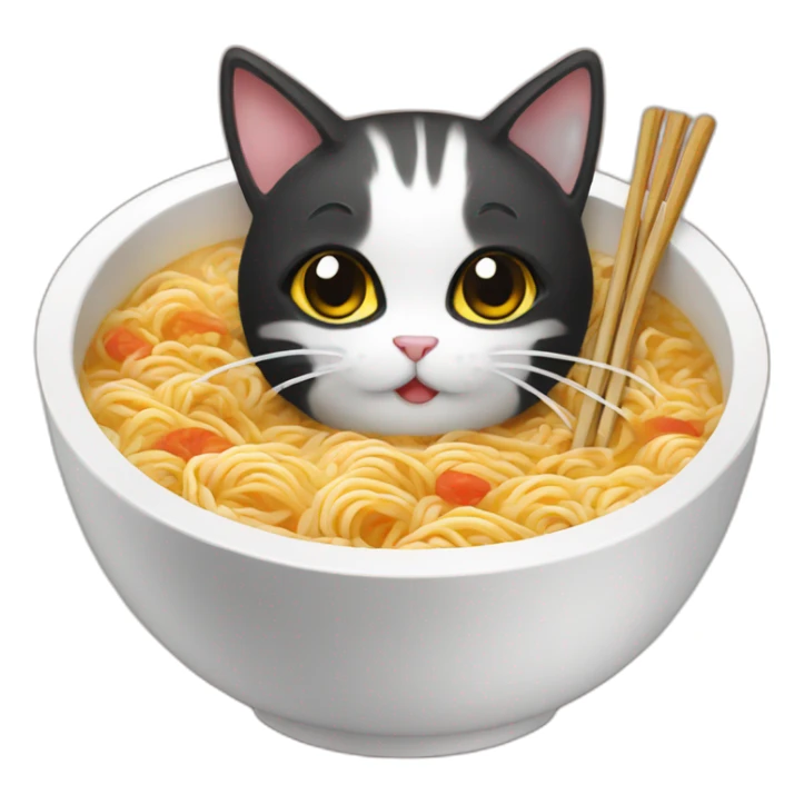 Cat in a ramen bowl sticker