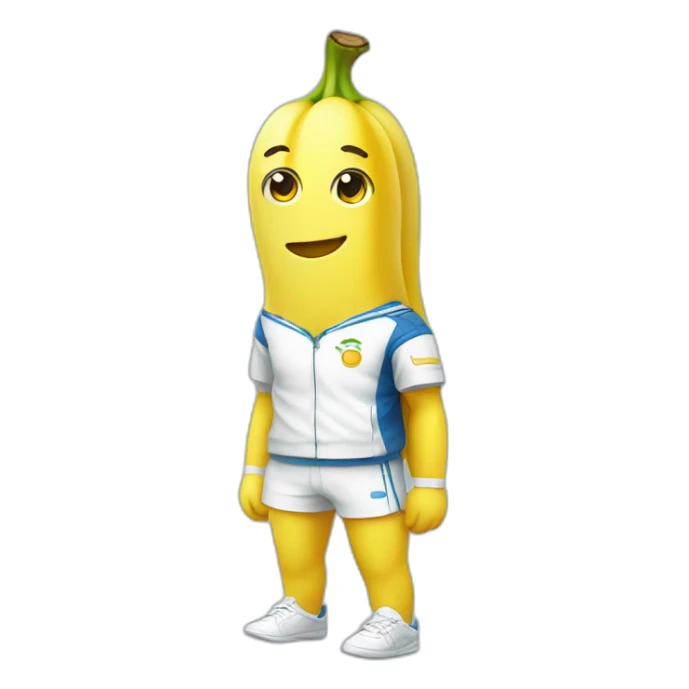 kawaii cute banana in tennis uniform sticker