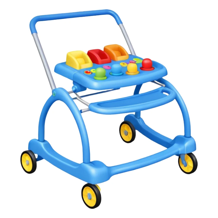blue baby walker with toys on it sticker