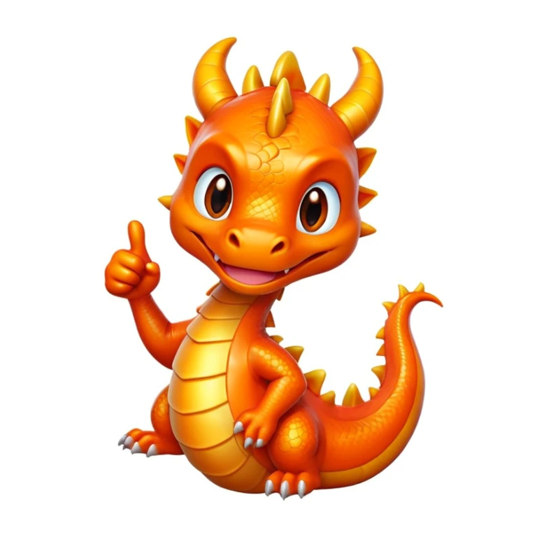 dragon seems like mandarin(kind of a fruits) thumb up sticker