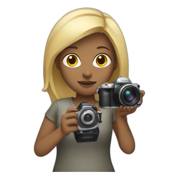 women with blonde hair holding a camera sticker
