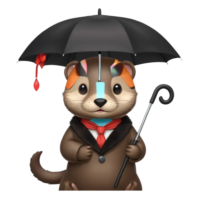 Loutre mignonne avec un parapluie sticker