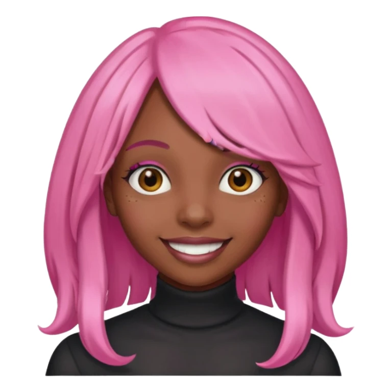 Black girl with long pink wig sticker