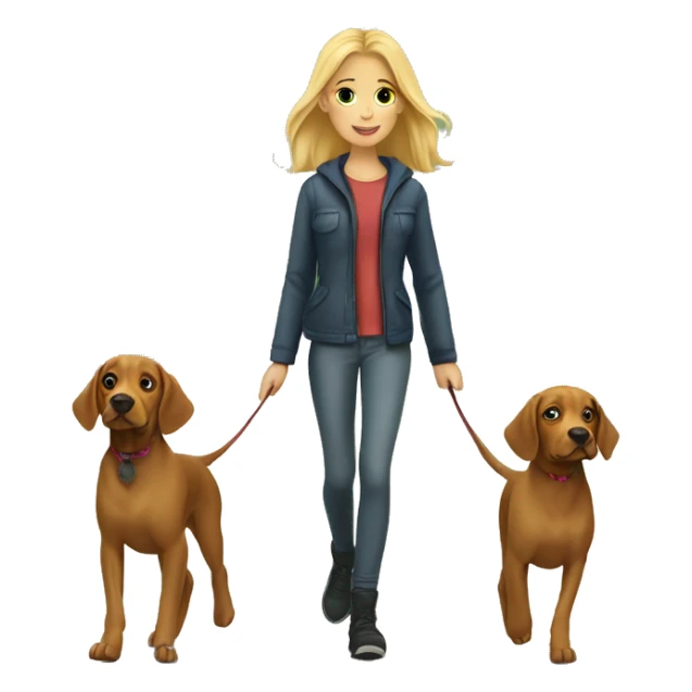 Pretty Blonde girl walking two vizslas sticker