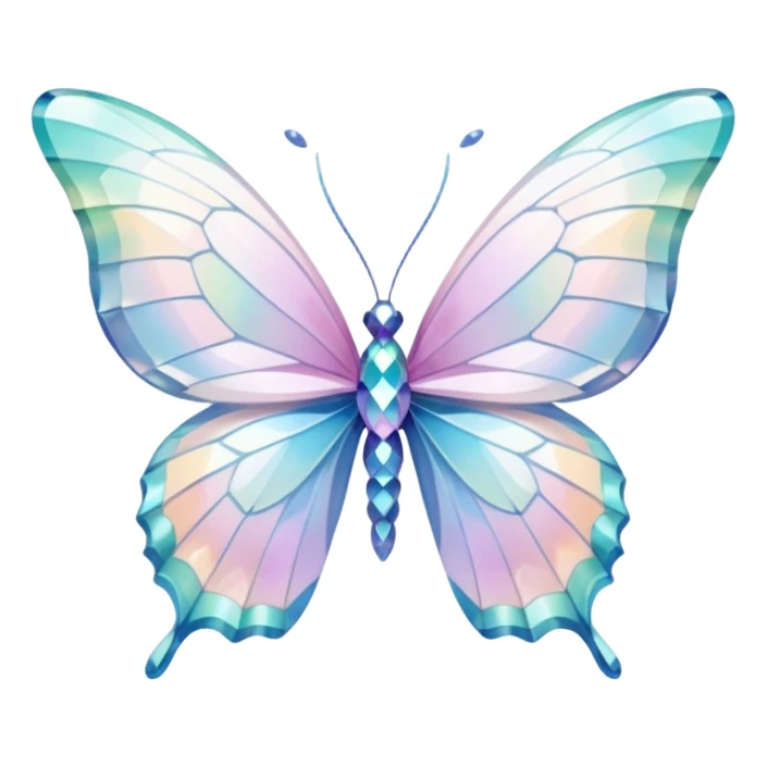 Pastel white iridescent glass crystal butterfly sticker