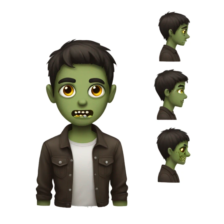 boy zombie teen with dark brown hair medium sticker
