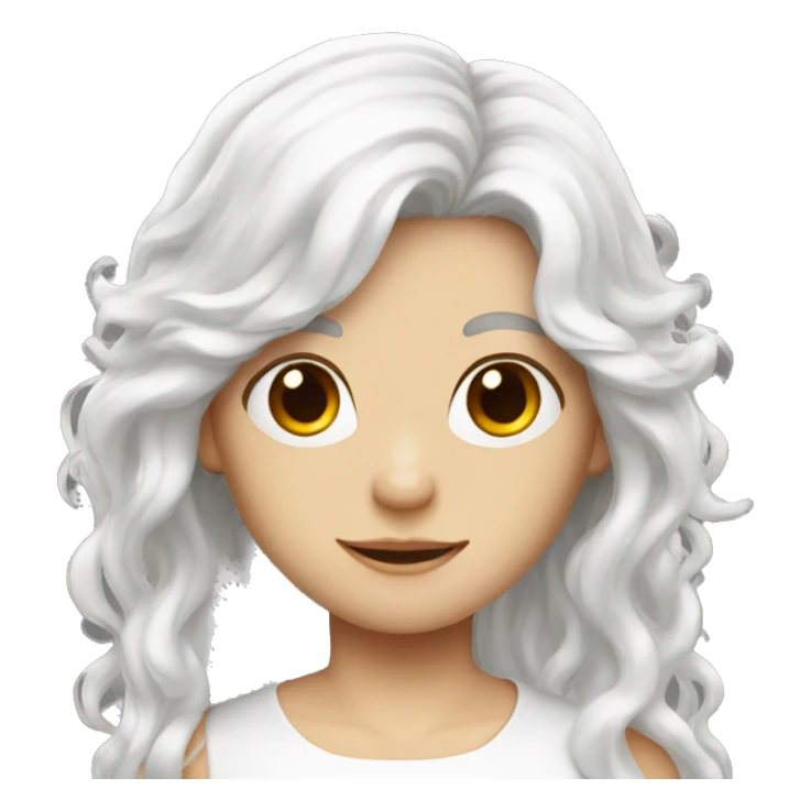 long white hair,white skin,angel halo,red devil horns sticker