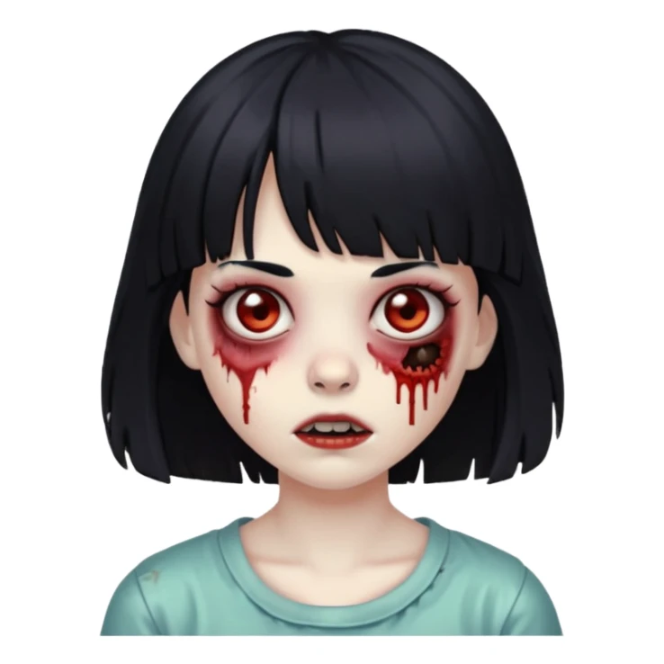 zombie girl whit bangs and black hair sticker