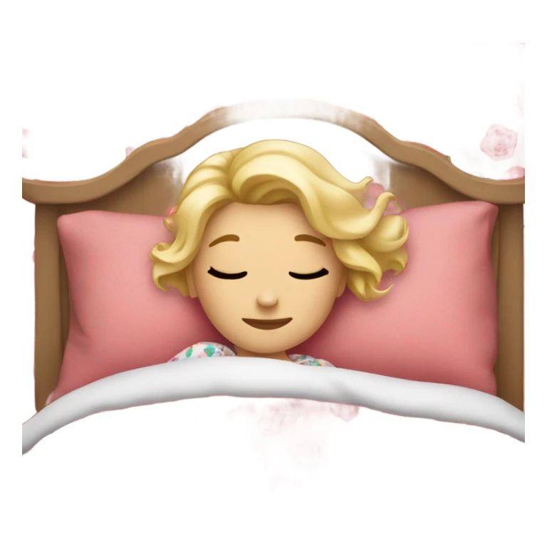 Blonde girl sleeping in rose bed sticker