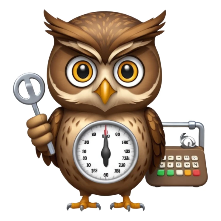 mascot owl holding money and weight scale  sticker