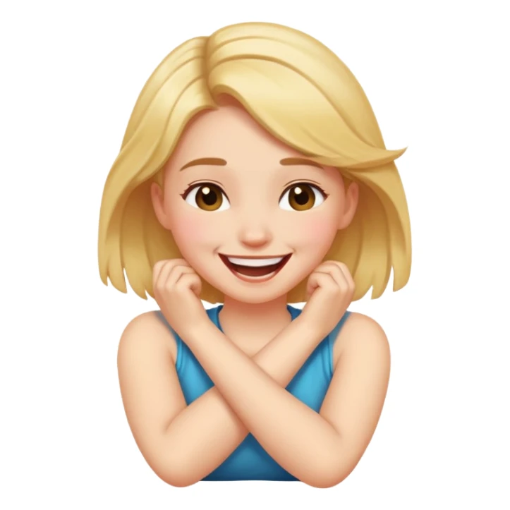 arm crossed holding neck laughing girl sticker