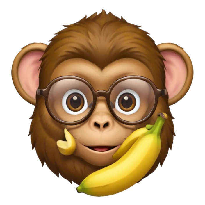 monkey with banana and wearing glasses sticker