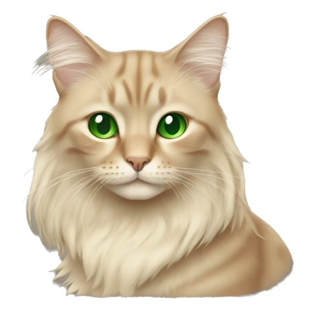 Beige cat with green eyes long hair sticker
