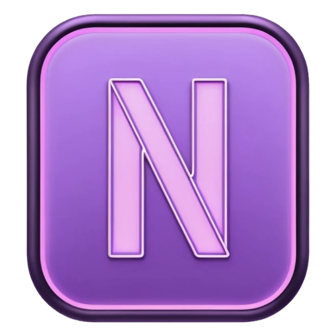 Netflix aesthetic "N" logo in pastel purple with illuminated outline sticker