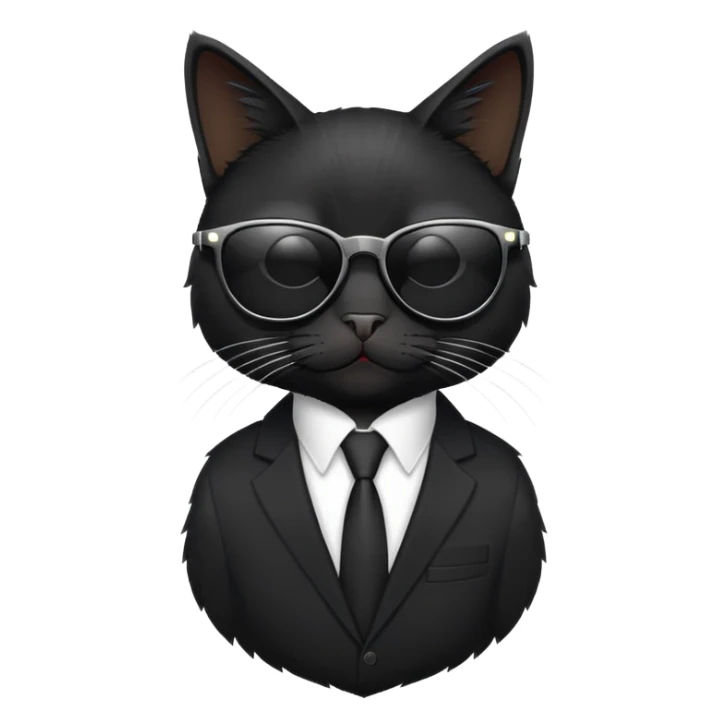Black cat in a business black suit with sunglasses sticker