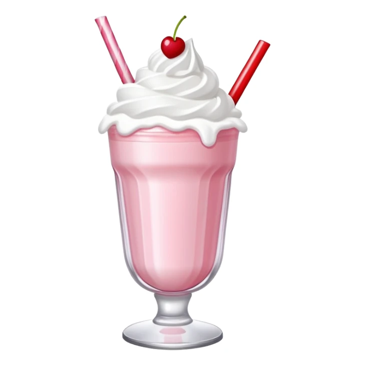 strawberry milkshake with whipped cream and cherry on top sticker