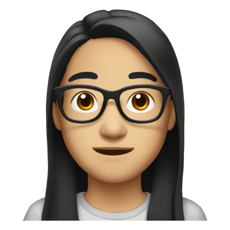 asian with glasses black hair sticker