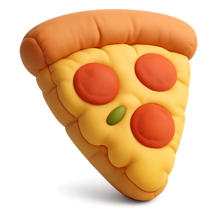 plushie style slice of pizza, soft and cute, cushion style sticker