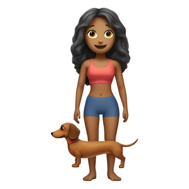 Very tiny waist pilates girl with a dachshund sticker