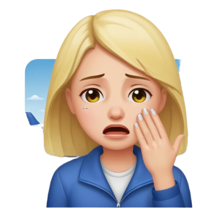 Girl crying at an airport  sticker